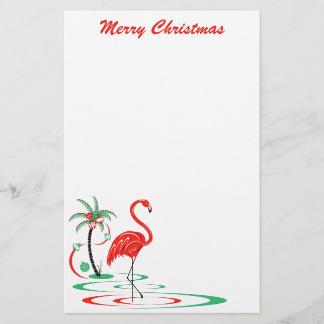 Red Christmas Flamingo Frohe Weihnachtsgeschenk Briefpapier (Vorderseite)