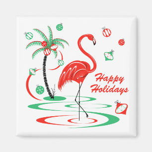 Red Christmas Flamingo Holidays Magnetplatz Magnet