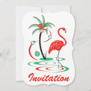 Red Christmas Flamingo "Invitation" Einladung