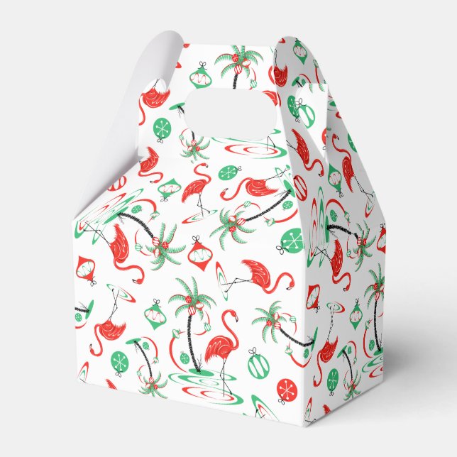 Red Christmas Flamingo Multi Gevor Box Gable Geschenkschachtel (Vorderseite)