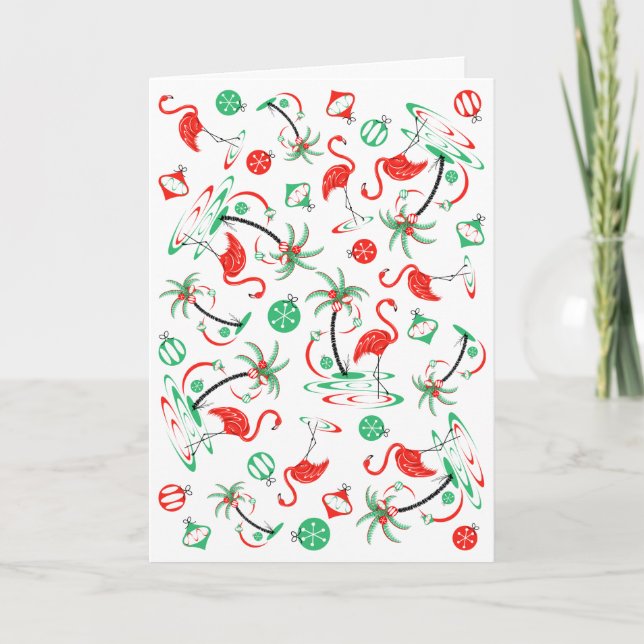 Red Christmas Flamingo Multi Grüße Karte (Vorderseite)