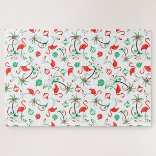 Red Christmas Flamingo Multi jigsaw