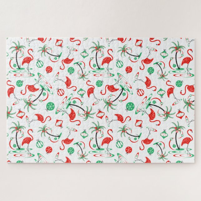 Red Christmas Flamingo Multi jigsaw (Horizontal)