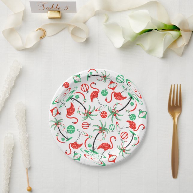 Red Christmas Flamingo Multi Papier Platte Pappteller (Hochzeit)