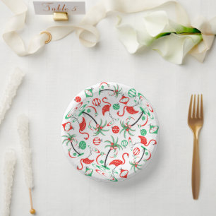 Red Christmas Flamingo Multi Pappteller