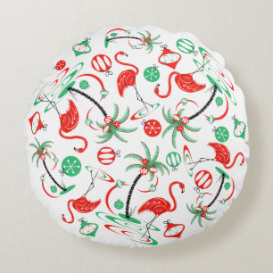 Red Christmas Flamingo Multi Rundes Kissen