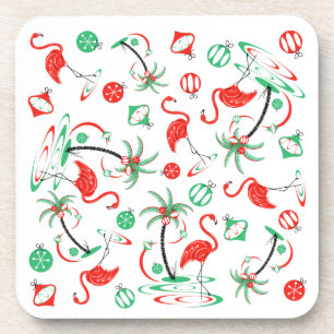 Red Christmas Flamingo Multi Untersetzer Kunststof