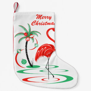Red Christmas Flamingo Text Strumpf einseitig Kleiner Weihnachtsstrumpf
