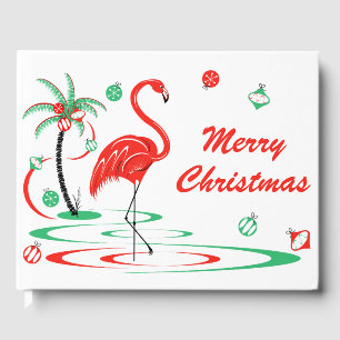 Red Christmas Flamingo Weihnachtsgast-Buch Gästebuch