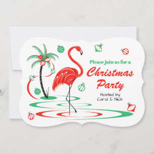 Red Christmas Flamingo Weihnachtsklammer Party Einladung