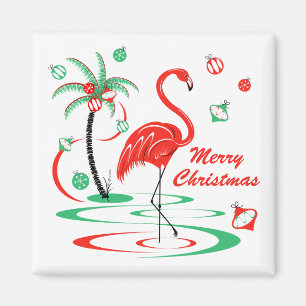 Red Christmas Flamingo Weihnachtsmagnet-Platz Magnet