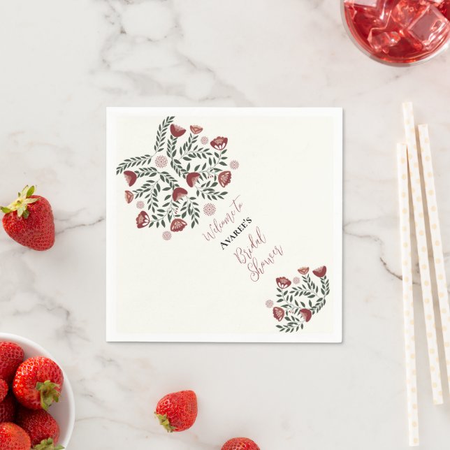 Red Christmas Folk Art Floral Serviette (Beispiel)