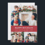 Red Christmas Foto Collage Card Feiertagskarte<br><div class="desc">Entfalten Sie eine bezaubernde Urlaubssgeschichte mit unserer individuell gestaltbaren Red Christmas Foto Collage Card! Personalisieren Sie Ihre Karte mit einer herzerwärmenden Foto-Collage auf einem roten Hintergrund. Auf der Kartenrückseite befinden sich ein horizontales Foto und ein Text,  mit dem Sie Ihren Jahresabschlussbericht für Freunde und Verwandte hinzufügen können.</div>