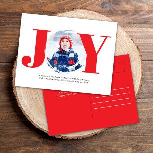 Red Christmas Foto Collage Joy Typografy Feiertagspostkarte