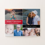 Red Christmas Foto Collage Wir Liebe Sie zu Stücke<br><div class="desc">Stellen Sie sich vor, Großmutter und Opa würden dieses Rätsel zusammen mit ihren Enkelkindern machen. Die Überraschung, ihre Fotos zu sehen, ist ein wunderbares Gefühl. Viel Spaß! Anpassen Sie die Namen und Fotos einfach an. Ein wunderbares Weihnachtsgeschenk. Frohe Weihnachten Oma und Opa, Wir Liebe Sie in Teile Text ist anpassbar....</div>