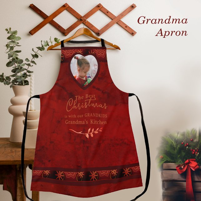 RED Christmas Foto Oma Schürze (RED Christmas Photo Grandma Apron)