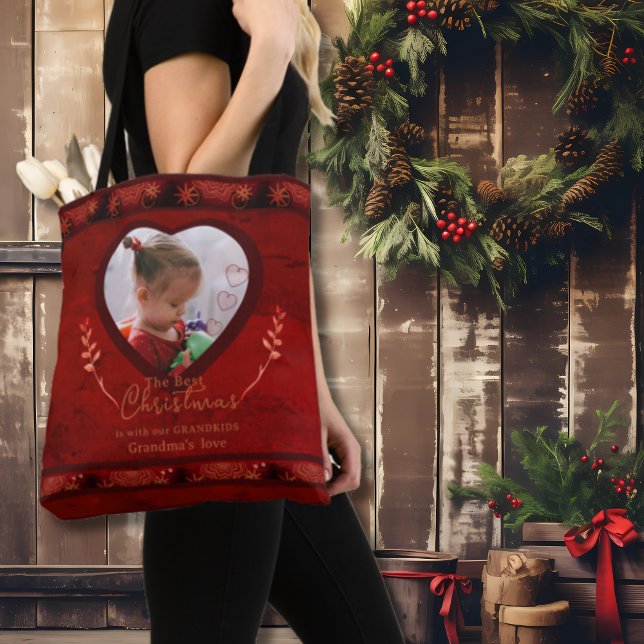 RED Christmas Foto Oma Tasche (RED Christmas Photo Grandma Tote Bag)