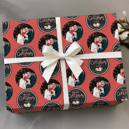 Red Christmas Foto Wrapping Paper mit Meldung Geschenkpapier