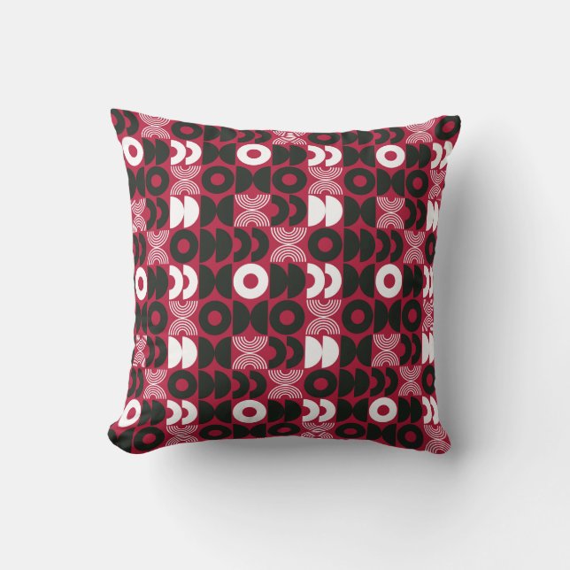 Red Christmas Geometric Modern Kissen (Vorderseite)