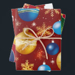 Red Christmas Geschenk Wrap - Klassische Feiertags Geschenkpapier Set<br><div class="desc">Mit unserem Red Christmas Gift Wrap mit klassischen Holiday Icons verwöhnen Sie Ihre Geschenke stilvoll. Dieses Set aus drei bedruckten Papierblättern zeigt Weihnachtsbilder wie Schneeflocken, Weihnachtsbäume und Ornamente auf festlich roten, weißen, grünen, gelben, blauen und goldenen Hintergründen. Diese eleganten, modernen Verpackungspapiere sind perfekt für Weihnachten, Feierlichkeiten und andere fröhliche Winterveranstaltungen...</div>