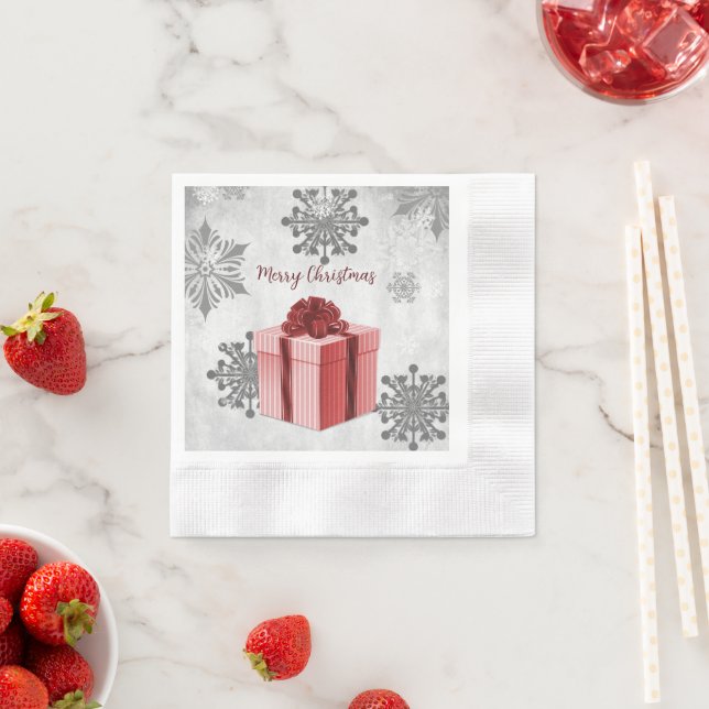 Red Christmas Geschenkpapier Napkin Serviette (Beispiel)