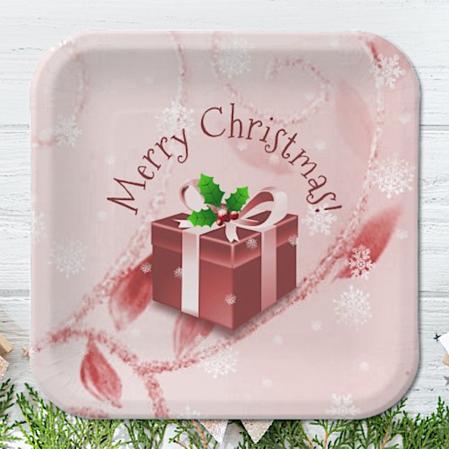 Red Christmas Geschenkpapier Platte Pappteller (Red Christmas Gift Paper Plates)