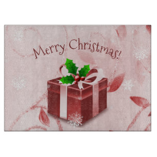 Red Christmas Gift Cutting Board Schneidebrett