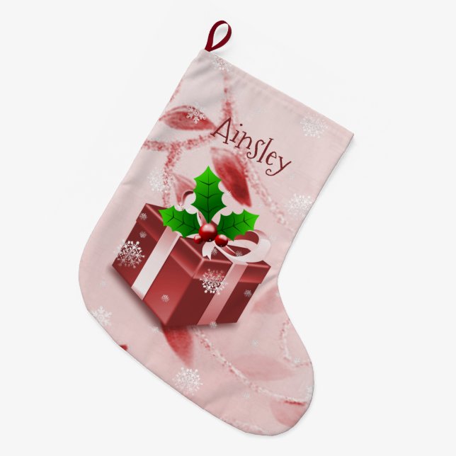 Red Christmas Gift Strumpf Großer Weihnachtsstrumpf (Vorderansicht (hängend))