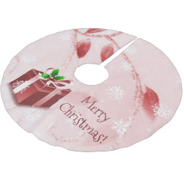 Red Christmas Gift Tree Skirt Polyester Weihnachtsbaumdecke