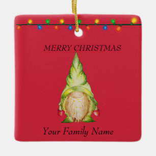 Red Christmas Gnomes Keramikornament