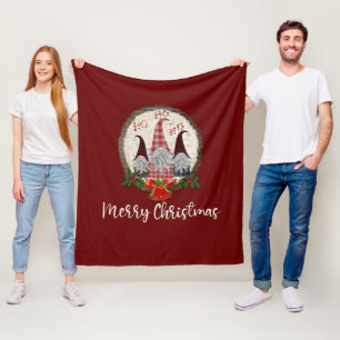 Red Christmas Gnomes Trendy Elves Fleecedecke