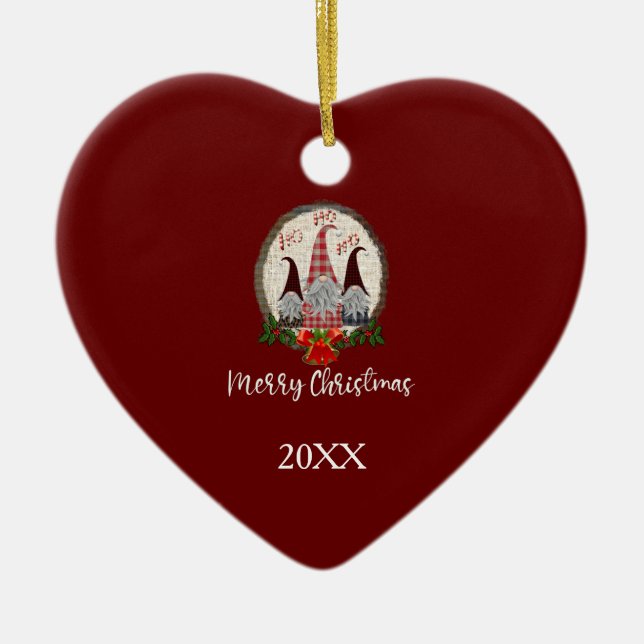 Red Christmas Gnomes Trendy Elves Keramik Ornament (Vorne)