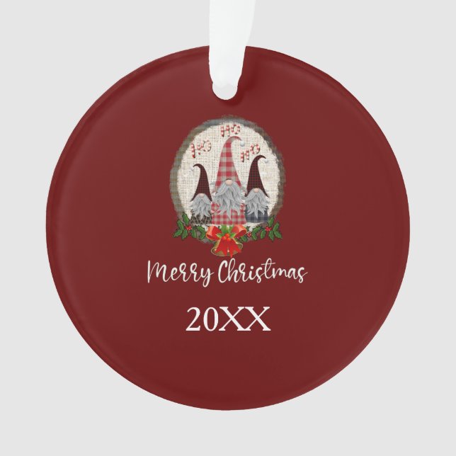 Red Christmas Gnomes Trendy Elves Ornament (Vorderseite)