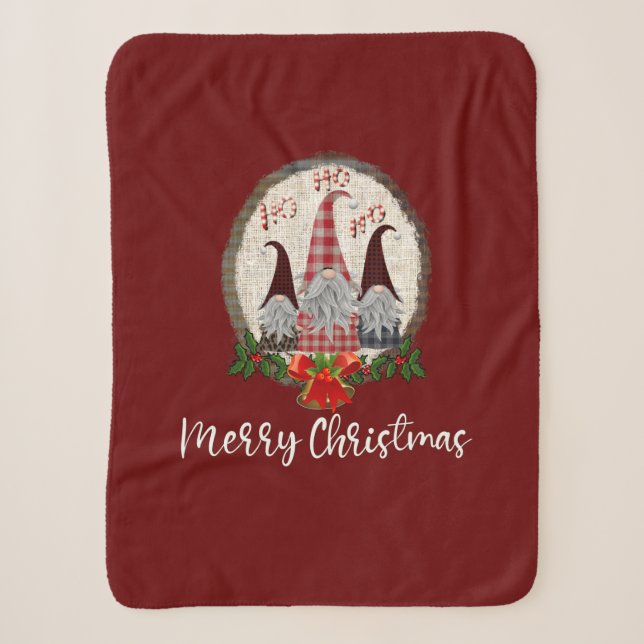 Red Christmas Gnomes Trendy Elves Sherpadecke (Vorderseite)