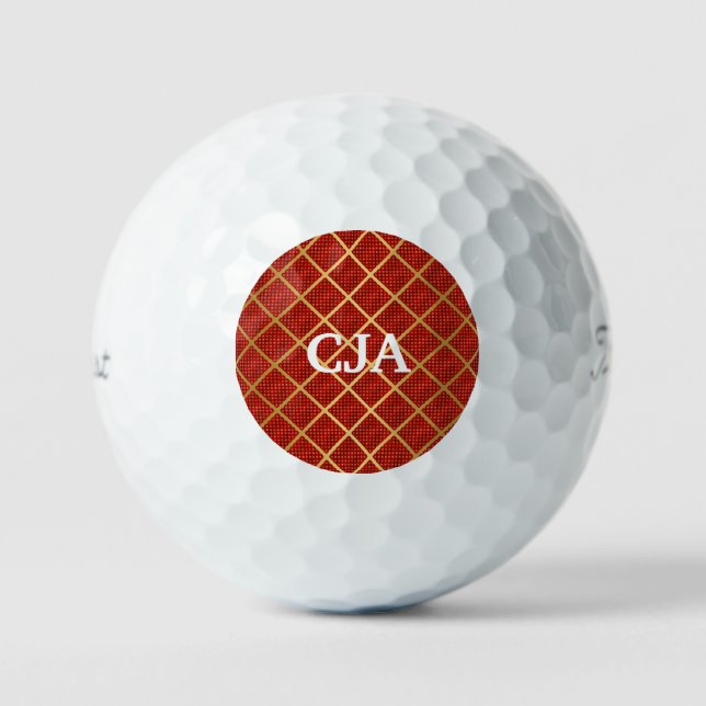 Red Christmas GOLD CUSTOM GOLF BALLS Golfball (Vorderseite)