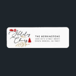 Red Christmas Holiday Cheers<br><div class="desc">Design hat ein skurriles Drehbuch Holiday Cheers mit rotem Weihnachtsbaum und goldenem Heiligen. Passen Sie einfach Ihren Namen und Ihre Adresse an,  um Ihre Mailings und Pakete im großen Stil zu versenden. Gute Ferien!</div>