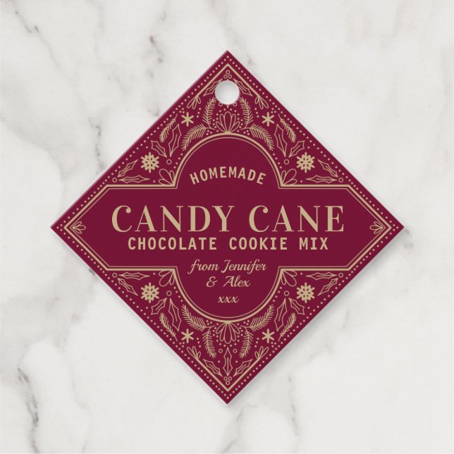 Red Christmas Homemade Cookie Label (Vorderseite)