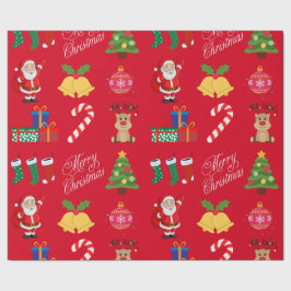 Red Christmas Icons Wrapper Paper Geschenkpapier