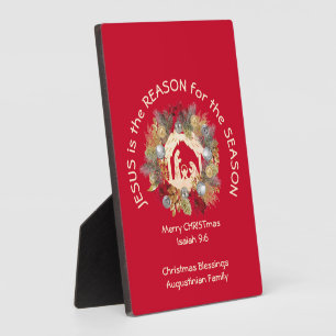 Red Christmas JESUS IST DIE REASON Plaque Fotoplatte