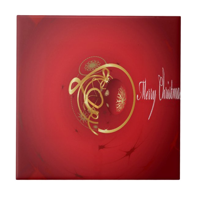 Red Christmas Jingle Bells haben einen gesegneten  Fliese (Vorderseite)