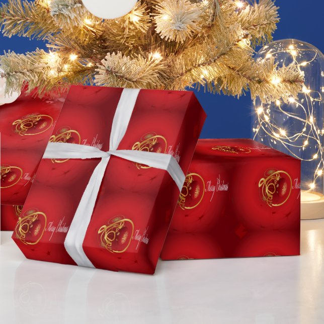 Red Christmas Jingle Bells haben einen gesegneten  Geschenkpapier (Feiertage)