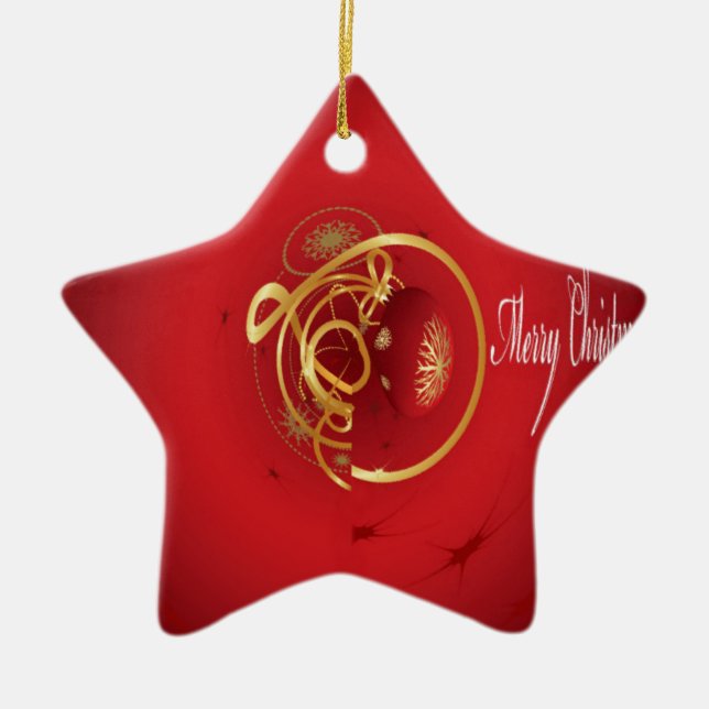 Red Christmas Jingle Bells haben einen gesegneten  Keramikornament (Vorne)