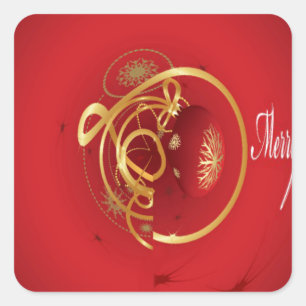 Red Christmas Jingle Bells haben einen gesegneten  Quadratischer Aufkleber