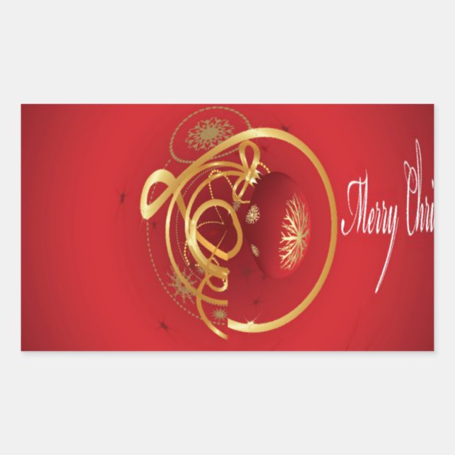 Red Christmas Jingle Bells haben einen gesegneten  Rechteckiger Aufkleber (Vorderseite)