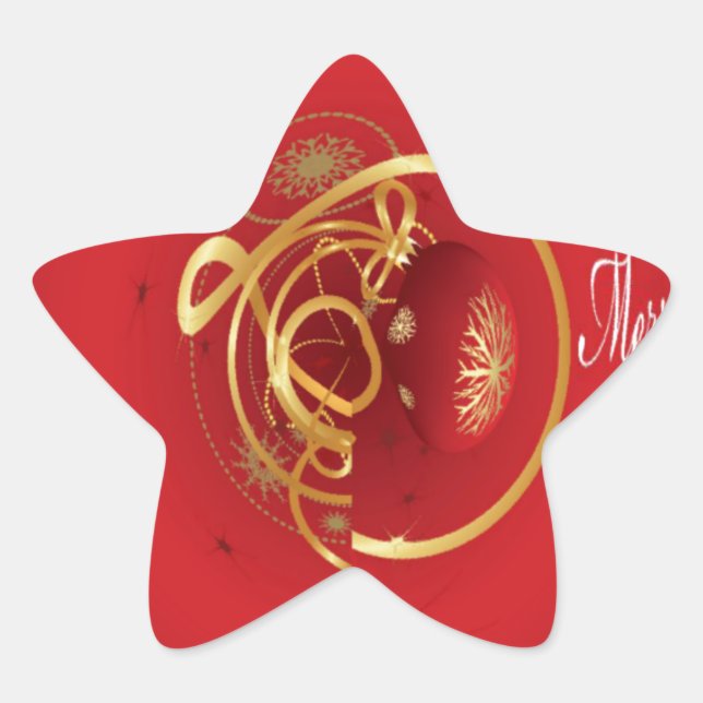 Red Christmas Jingle Bells haben einen gesegneten  Stern-Aufkleber (Vorderseite)