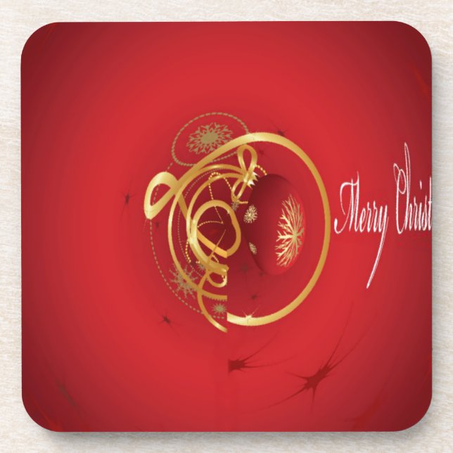 Red Christmas Jingle Bells haben einen gesegneten  Untersetzer (Vorderseite)