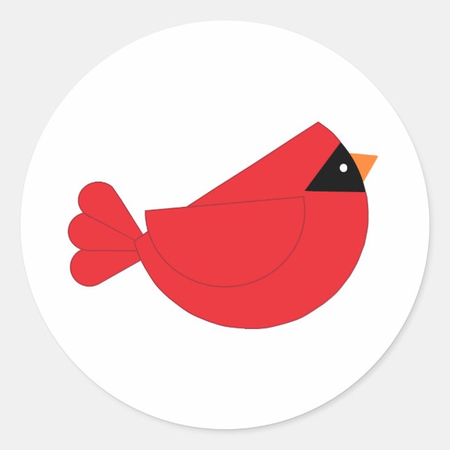 Red Christmas Kardinal Bird Runder Aufkleber (Vorderseite)