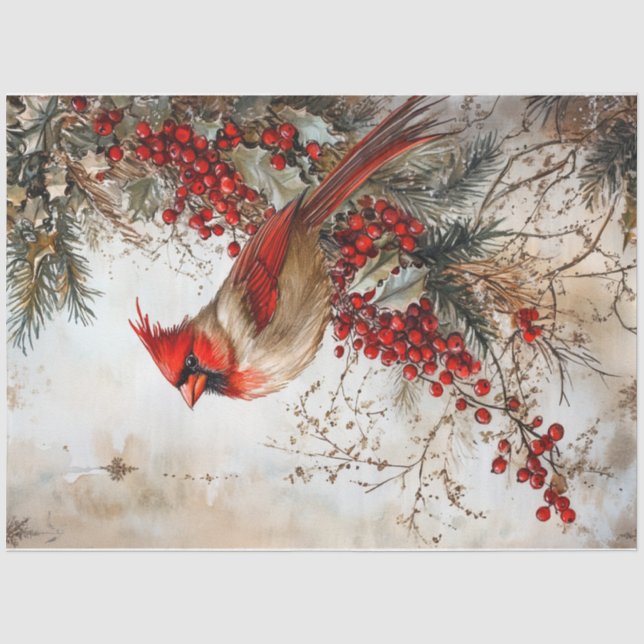 Red Christmas Kardinal Seidenpapier (Vorderseite)