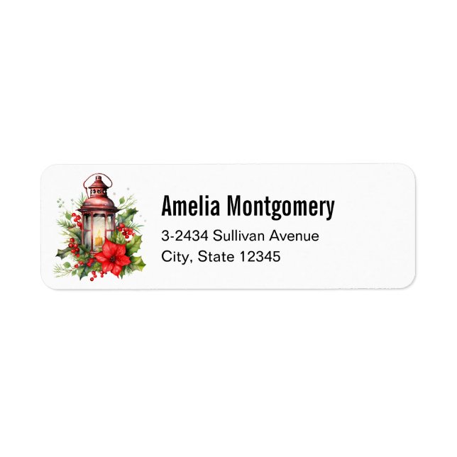 Red Christmas Lantern Poinsettia - Adresse (Vorne)