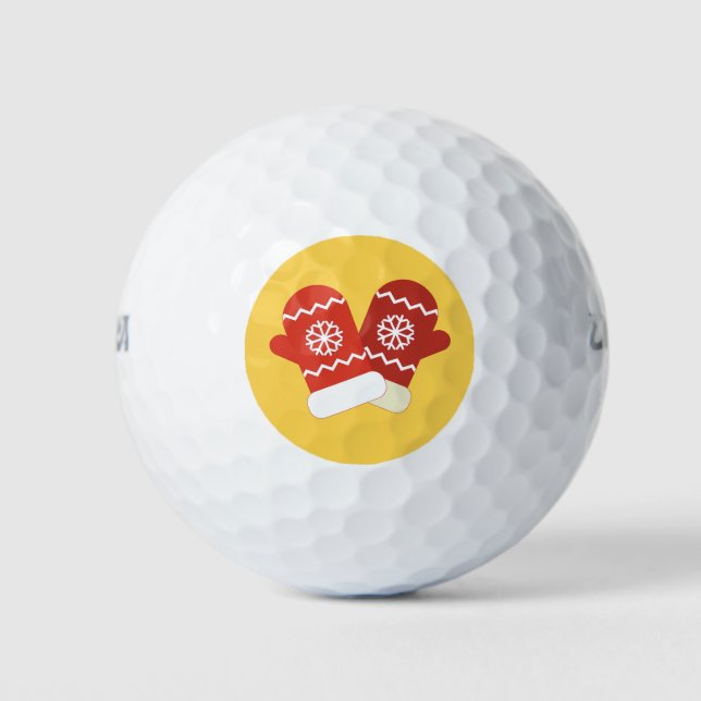 Red Christmas Mittens Golf Balls Golfball (Vorderseite)